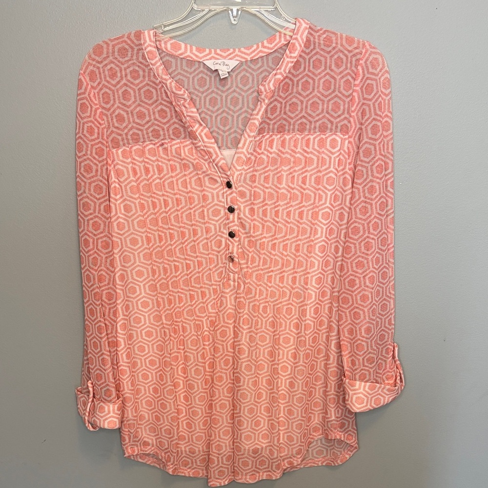 Coral Bay Pink Geometric Women's Blouse